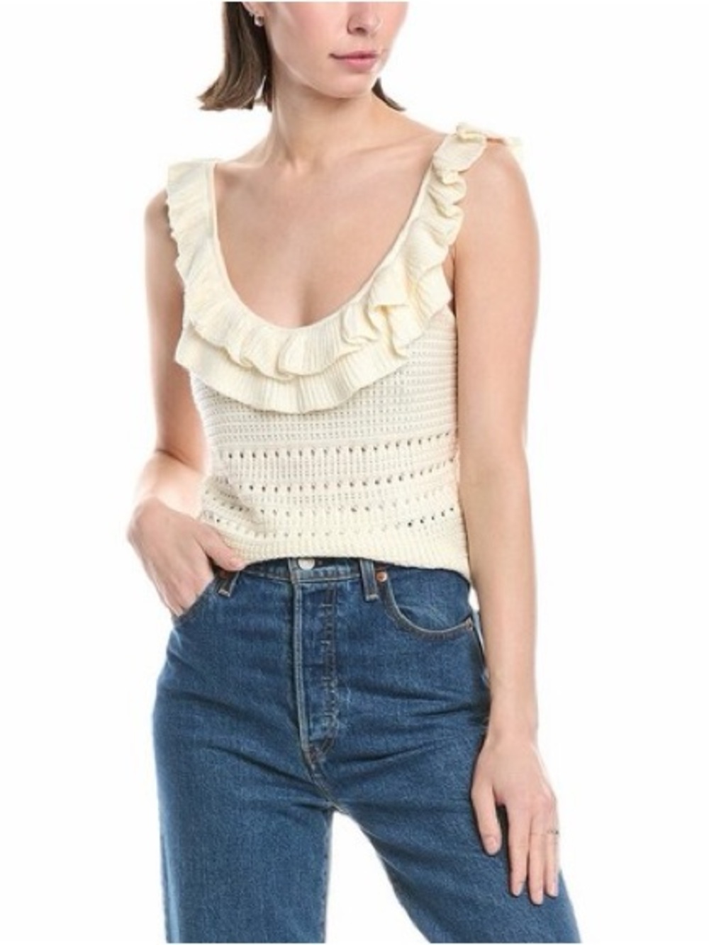 7 For All Mankind White Knit Tank
